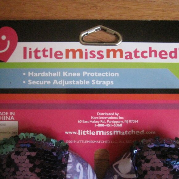 Little Miss Matched Sequin Knee Elbow Pads Hardshell Hook Loop Adjustable Straps - Picture 5 of 5